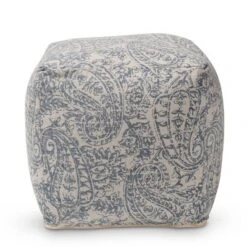 Juvita Handwoven Cotton Paisley Pouf Ottoman - Baxton Studio -Baxton Studio GUEST e90ee643 f4a0 419d 82e0 a44e84b7c368