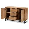 Reid Wood & Metal 3 Drawer Sideboard Buffet Oak/Black - Baxton Studio 2 Reid Wood & Metal 3 Drawer Sideboard Buffet Oak/Black - Baxton Studio -Baxton Studio GUEST e951297f 6110 4b5b 862d bf9686a724a3
