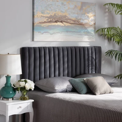 Emile Velvet Fabric Upholstered And Wood Headboard - Baxton Studio 4 Emile Velvet Fabric Upholstered And Wood Headboard - Baxton Studio - Image 2