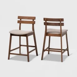 Set Of 2 Larine Wood Counter Height Barstools - Baxton Studio -Baxton Studio GUEST e9dc21cc 9e9d 4f0c b701 365fb76c7b97