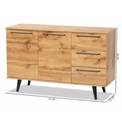 Radley Wood 3 Drawer Sideboard Buffet Oak Brown/Black - Baxton Studio -Baxton Studio GUEST ea09e4bb ba5b 4bd0 a712 7abea56ffcac