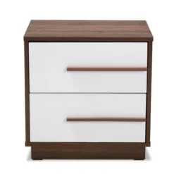 Mette Walnut Finished Wood Nightstand White - Baxton Studio -Baxton Studio GUEST ea152dff cd80 4b60 aabf d9eaa1558787
