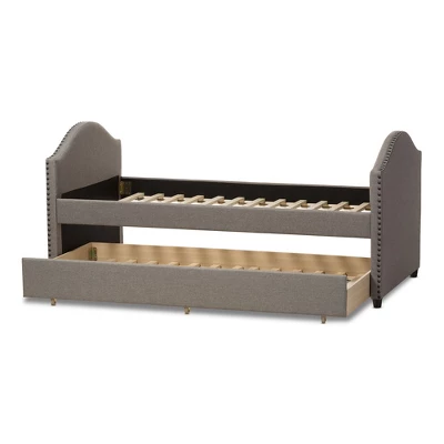 Twin Alessia Modern And Contemporary Fabric Upholstered Daybed With Guest Trundle Bed - Baxton Studio 5 Twin Alessia Modern And Contemporary Fabric Upholstered Daybed With Guest Trundle Bed - Baxton Studio - Image 3