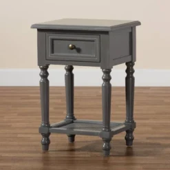 Sheldon Vintage Wood 1 Drawer Nightstand Gray - Baxton Studio -Baxton Studio GUEST ea86097a da16 4de2 a98d 2de365cc62d9