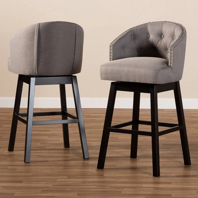 Set Of 2 Theron Swivel Barstools - Baxton Studio 6 Set Of 2 Theron Swivel Barstools - Baxton Studio - Image 4