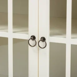 Kendall Wood And Glass Kitchen Cabinet White - Baxton Studio -Baxton Studio GUEST eab1114d bfd5 45b2 b097 29307b573563