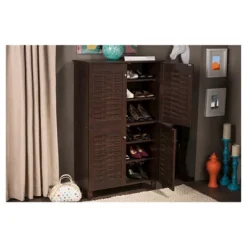 Winda Modern And Contemporary 4-Door Wooden Entryway Shoes Storage Cabinet - Dark Brown - Baxton Studio 15 Winda Modern And Contemporary 4-Door Wooden Entryway Shoes Storage Cabinet - Dark Brown - Baxton Studio -Baxton Studio GUEST ec6aab58 0825 4986 b4f6 260d7d1e8d0e