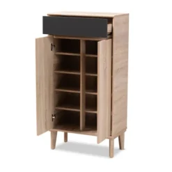 Fella Two-Tone Oak And Entryway Shoe Cabinet With Drawer Brown - Baxton Studio 17 Fella Two-Tone Oak And Entryway Shoe Cabinet With Drawer Brown - Baxton Studio -Baxton Studio GUEST ec759031 211e 45b3 8667 5b2adf352637