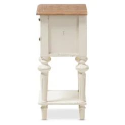 Marquetterie French Provincial Style Weathered Oak Wash Distressed Wood Finish Two - Tone 2 - Drawer And 1 - Shelf Nightstand - White - Baxton Studio -Baxton Studio GUEST ec7b3fa4 583c 4ea6 8f68 07db64cbe7a3