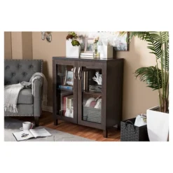 Sintra Modern And Contemporary Sideboard Storage Cabinet With Glass Doors - Dark Brown - Baxton Studio -Baxton Studio GUEST ed7ca380 8077 40ad 904d dd28ccc9ec68