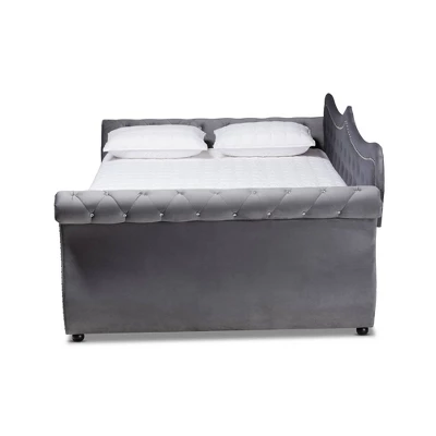Abbie Velvet Fabric Upholstered Crystal Tufted Daybed - Baxton Studio 3 Abbie Velvet Fabric Upholstered Crystal Tufted Daybed - Baxton Studio