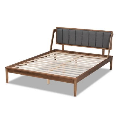 Helsa Mid-Century Modern Platform Bed Walnut/Brown/Gray - Baxton Studio 4 Helsa Mid-Century Modern Platform Bed Walnut/Brown/Gray - Baxton Studio - Image 2