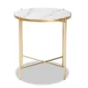 Maddock Metal End Table With Marble Tabletop White/Gold - Baxton Studio -Baxton Studio GUEST ee30ed38 157b 4572 b39a 3786ec7b1b6e
