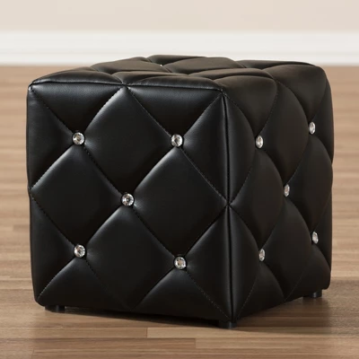 Stacey Modern And Contemporary Faux Leather Upholstered Ottoman - Baxton Studio 5 Stacey Modern And Contemporary Faux Leather Upholstered Ottoman - Baxton Studio - Image 3