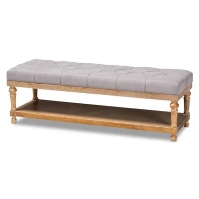 Linda Linen Fabric Upholstered Washed Wood Storage Bench - Baxton Studio 10 Linda Linen Fabric Upholstered Washed Wood Storage Bench - Baxton Studio - Image 8