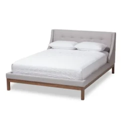 Louvain Modern And Contemporary Fabric Upholstered Walnut - Finished Platform Bed Grayish Beige - Baxton Studio 16 Louvain Modern And Contemporary Fabric Upholstered Walnut - Finished Platform Bed Grayish Beige - Baxton Studio -Baxton Studio GUEST ef535e8c 4a88 4c9a b4ea f5487f40c0c0