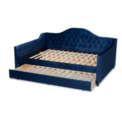 Perry Velvet Daybed With Trundle - Baxton Studio -Baxton Studio GUEST f0046f34 7f53 4872 ba75 ef2bd5e2ed80