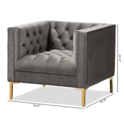 Zanetta Luxe And Glamour Velvet Upholstered Gold Finished Lounge Chair - Baxton Studio -Baxton Studio GUEST f09707a4 aba2 41c5 b4a7 30390fca274d