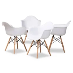 4pc Galen Plastic And Wood Dining Chair Set - Baxton Studio -Baxton Studio GUEST f0a1a705 0449 458d b6a8 49cd6921a228