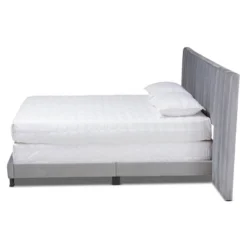 Fiorenza Velvet Panel Bed With Extra Wide Channel Tufted Headboard - Baxton Studio