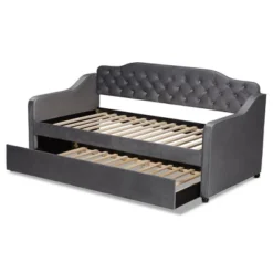 Freda Velvet Fabric Upholstered Button Tufted Daybed With Trundle - Baxton Studio 14 Freda Velvet Fabric Upholstered Button Tufted Daybed With Trundle - Baxton Studio -Baxton Studio GUEST f0b7cd71 135e 402f b2d6 edda20446dfa