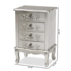 Callen Brushed Wood 4 Drawer Nightstand Silver - Baxton Studio -Baxton Studio GUEST f0da9765 4371 4734 8f8e 1503454759fa