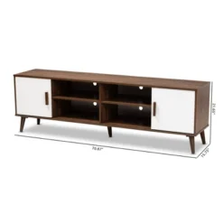 Quinn 2 Door Wood TV Stand For TVs Up To 75" Walnut/White - Baxton Studio -Baxton Studio GUEST f0fa4721 9bf8 46d8 a7d1 8008acfe838f