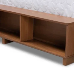 Arthur Wood Platform Bed With Built-In Shelves Ash Walnut - Baxton Studio -Baxton Studio GUEST f116c810 d3fe 47c0 884f f7473efc519c