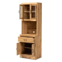 Laurana Wood Kitchen Cabinet And Hutch Oak Brown - Baxton Studio