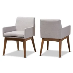 Set Of 2 Nexus Mid Century Modern Walnut Wood Fabric Upholstered Dining Armchair - Baxton Studio -Baxton Studio GUEST f22bdeda 32b2 48cf a3dd 87fe6d0061fb