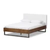King Mitchell Rustic Industrial Walnut Wood And Faux Leather Metal Platform Bed White - Baxton Studio -Baxton Studio GUEST f2480af4 9a3d 4377 a0fc 4f612537c038