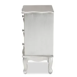 Callen Brushed Wood 3 Drawer Nightstand Silver - Baxton Studio -Baxton Studio GUEST f24b940c cefb 4001 b337 8037cd98f1cc