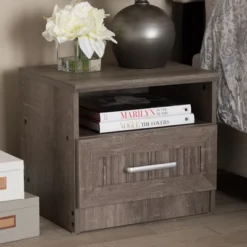 Gallia Modern And Contemporary Oak Finished 1 Drawer Nightstand Brown - Baxton Studio -Baxton Studio GUEST f2afd751 92a3 4d5f b25b 6917e77a682d