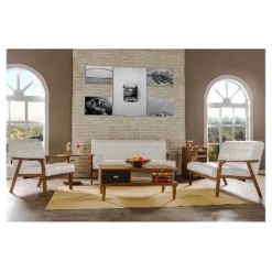 Mid-Century Masterpieces Loveseat White - Baxton Studio -Baxton Studio GUEST f2b5df5b 83a9 4851 a1d3 36504199e40d