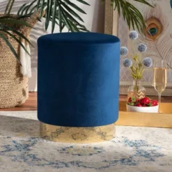 Chaela Velvet Metal Ottoman - Baxton Studio -Baxton Studio GUEST f2b838ed 7ae4 4817 a44e 88b57233afb5