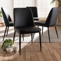 Set Of 4 Darcell Modern And Contemporary Faux Leather Upholstered Dining Chairs - Baxton Studio 9 Set Of 4 Darcell Modern And Contemporary Faux Leather Upholstered Dining Chairs - Baxton Studio -Baxton Studio GUEST f30d4847 09c9 4c03 b2b1 6fd972e08057