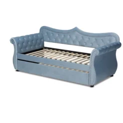 Twin Abbie Velvet Tufted Daybed With Trundle Light Blue - Baxton Studio -Baxton Studio GUEST f3667019 05e1 4d0d ab34 f322094ca485