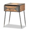 Laurel Metal And Wood 1 Drawer Nightstand Gray/Brown - Baxton Studio -Baxton Studio GUEST f38fd2fd 796f 475e accc 7beba741dd95
