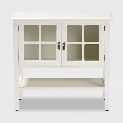 Chauncey Wood And Glass 2 Door Kitchen Cabinet White - Baxton Studio 4 Chauncey Wood And Glass 2 Door Kitchen Cabinet White - Baxton Studio - Image 2