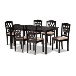 7pc Salem Fabric Upholstered And Wood Dining Set - Baxton Studio -Baxton Studio GUEST f52fa7ab dba8 4bf5 8ce0 970912f99100