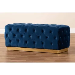 Corrine Velvet Fabric Upholstered And PU Ottoman Gold - Baxton Studio -Baxton Studio GUEST f5832bd3 3fcd 4b0b 8a6b 2067e1040eea
