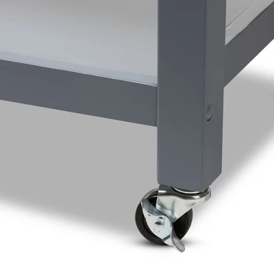 Sunderland Coastal And Farmhouse Natural Wood Kitchen Cart Gray, Light Brown - Baxton Studio 4 Sunderland Coastal And Farmhouse Natural Wood Kitchen Cart Gray, Light Brown - Baxton Studio - Image 3