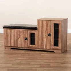 2 Door Valina Faux Leather Wood Shoe Storage Bench With Cabinet Brown - Baxton Studio 15 2 Door Valina Faux Leather Wood Shoe Storage Bench With Cabinet Brown - Baxton Studio -Baxton Studio GUEST f6b80281 b6f1 4288 99e6 6f17409380c9
