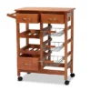Crayton Wood And Metal Mobile Kitchen Storage Cart Oak Brown/Silver - Baxton Studio -Baxton Studio GUEST f6c0fefa 51c1 450f a9fa c904dd2a551c