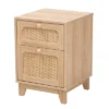 Elsbeth Wood And Natural Rattan 1 Drawer End Table Light Brown/Natural Brown - Baxton Studio -Baxton Studio GUEST f6dcf47d 7b48 4393 a763 70e6f9102e06