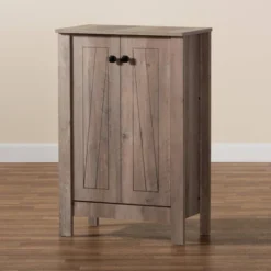 Derek Wood 2 Door Shoe Cabinet-Oak - Baxton Studio -Baxton Studio GUEST f74e77a0 b56e 4464 903c 680aea751409