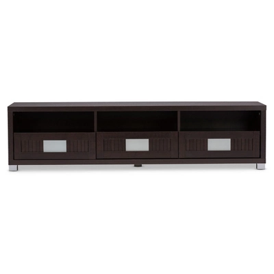Gerhardine Wood 3 Drawer TV Stand For TVs Up To 62" Dark Brown - Baxton Studio 3 Gerhardine Wood 3 Drawer TV Stand For TVs Up To 62" Dark Brown - Baxton Studio