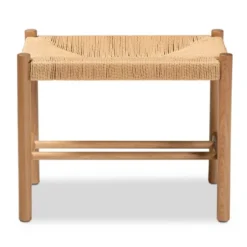 Saura Wood Hemp Accent Bench Oak Brown - Baxton Studio -Baxton Studio GUEST f8276090 7e84 4f1a 9ebe 68d8f197e026