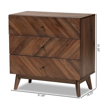 Hartman Wood 3 Drawer Storage Chest Walnut Brown - Baxton Studio 12 Hartman Wood 3 Drawer Storage Chest Walnut Brown - Baxton Studio - Image 10