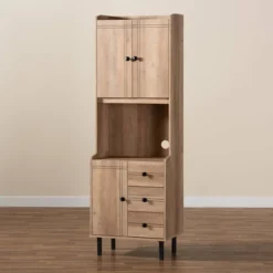 Patterson 3 Drawer Kitchen Storage Cabinet Oak/Brown - Baxton Studio -Baxton Studio GUEST f94d60c9 6cf7 408b 8651 484ef53e4160